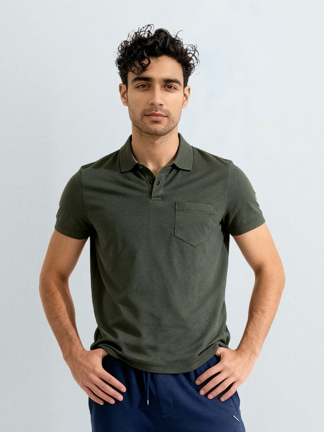 Men TENCEL™ Modal Fibers with Micro technology Polo T-Shirt Heather Green EMP6