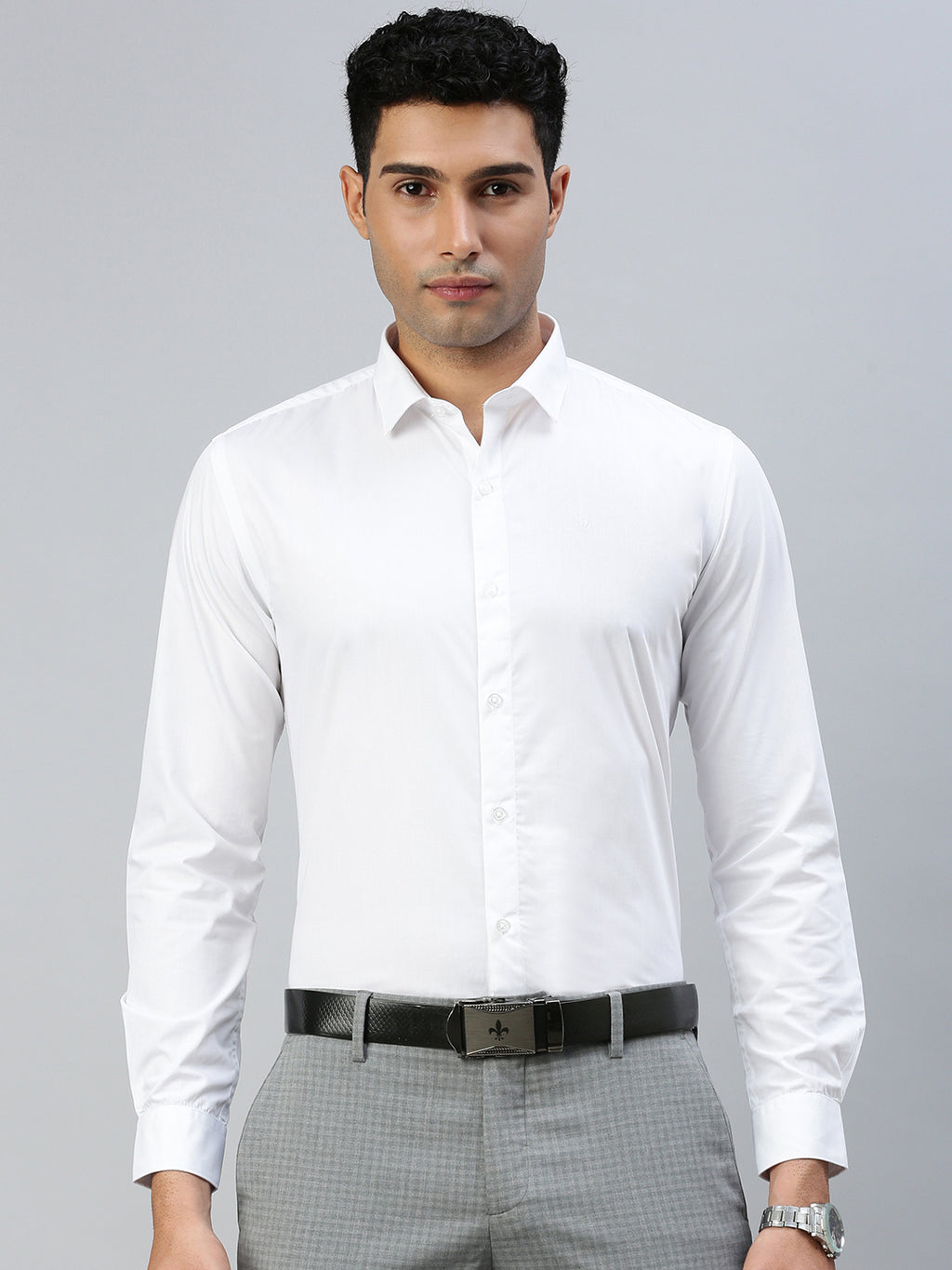 Mens Cotton Smart Fit White Shirt Full Sleeves Without Pocket