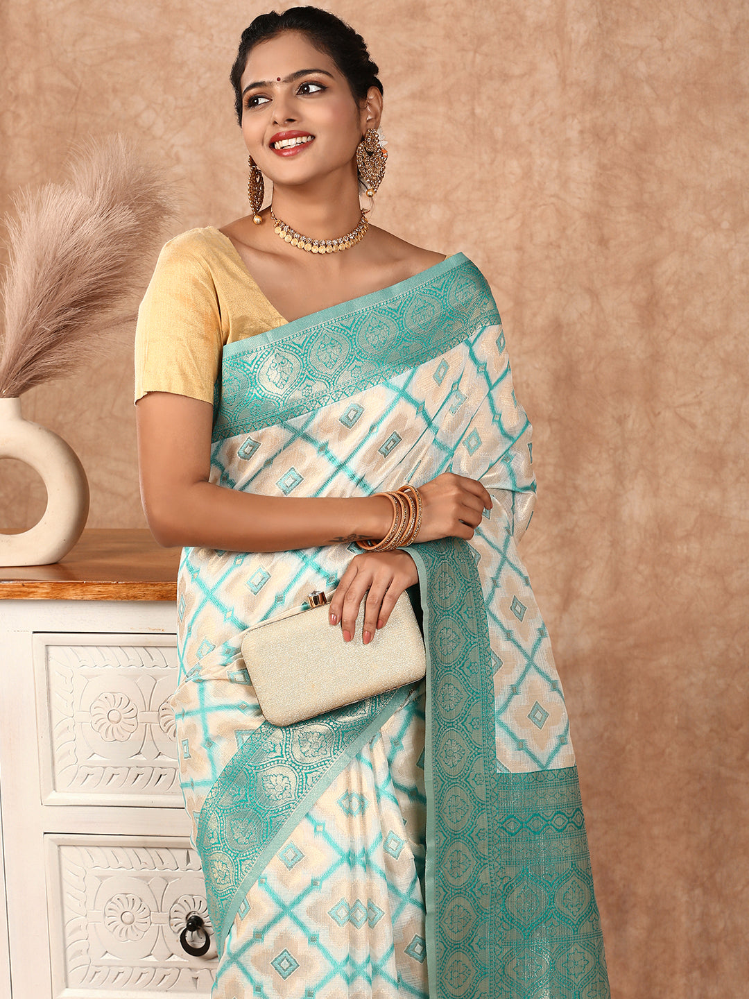 Womens Semi Silk Saree Blue SS216