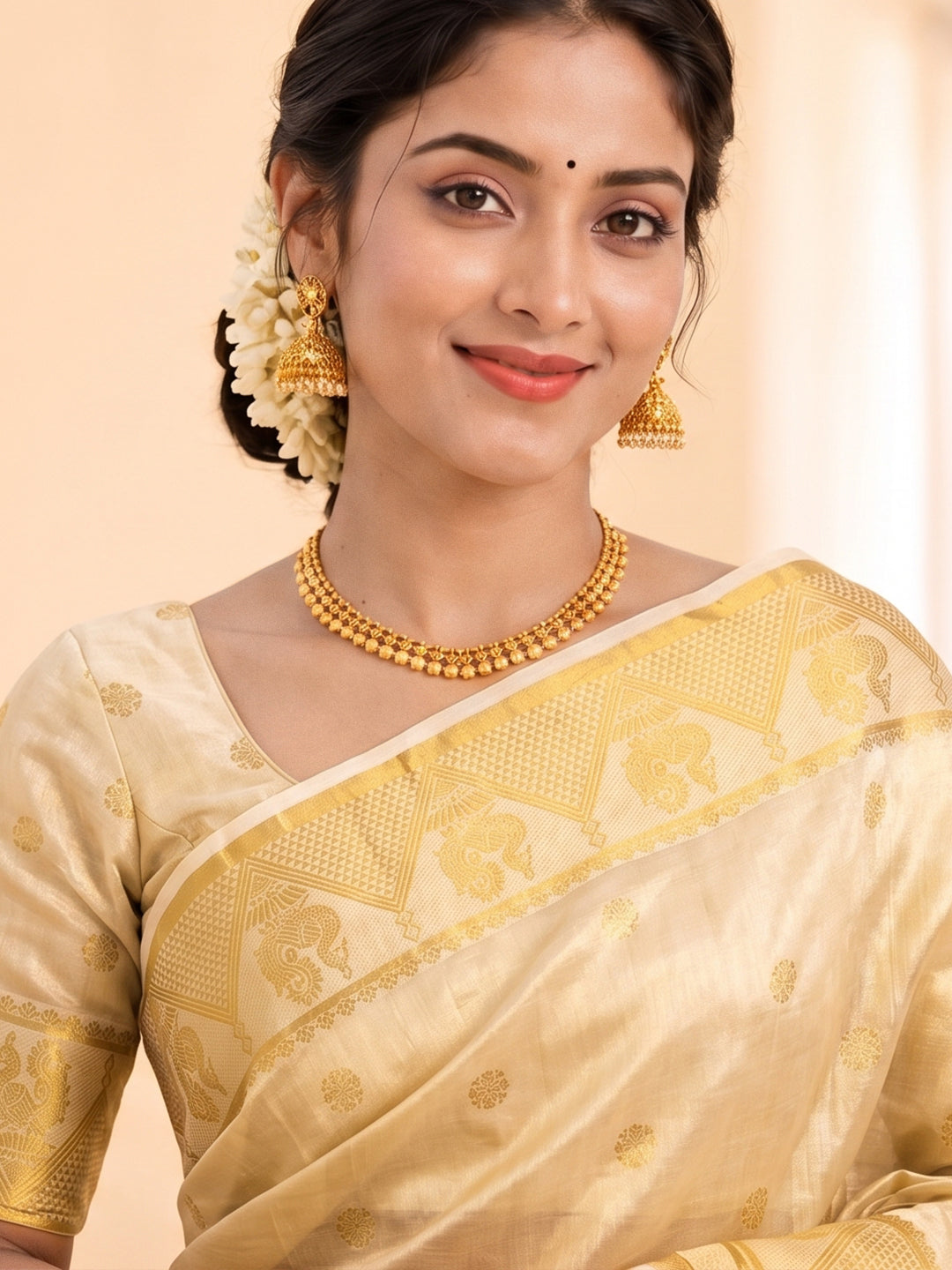 Women Kerala Tissue Gold Saree KLS06