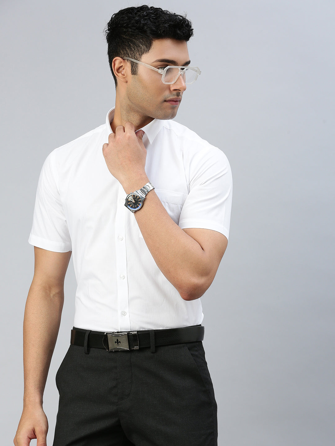 Mens Smart Fit 100% Cotton White Shirt  First Look