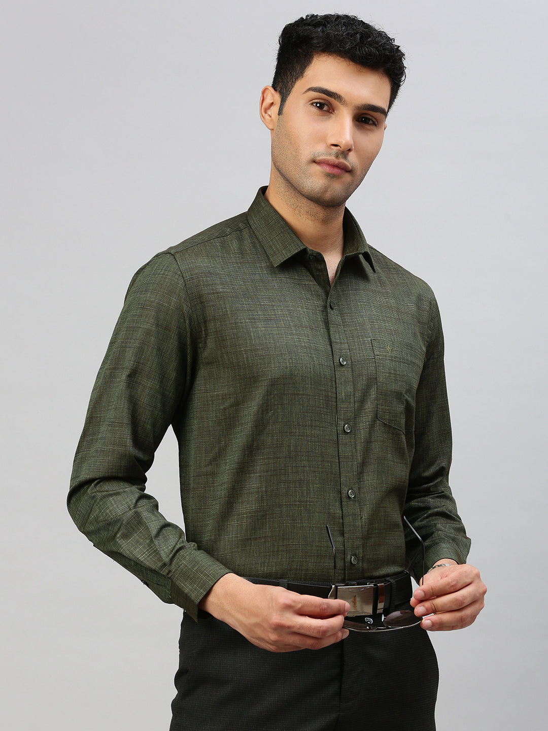 Mens Cotton Blend Shirt Green T33 TI4