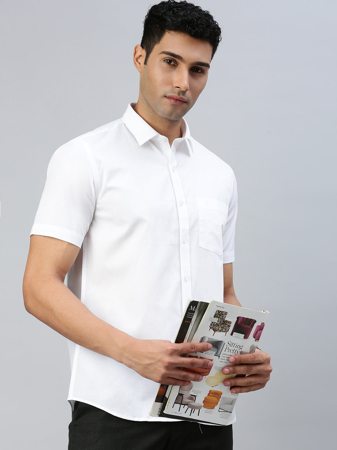 Mens Smart Fit 100% Cotton White Shirt White Trend