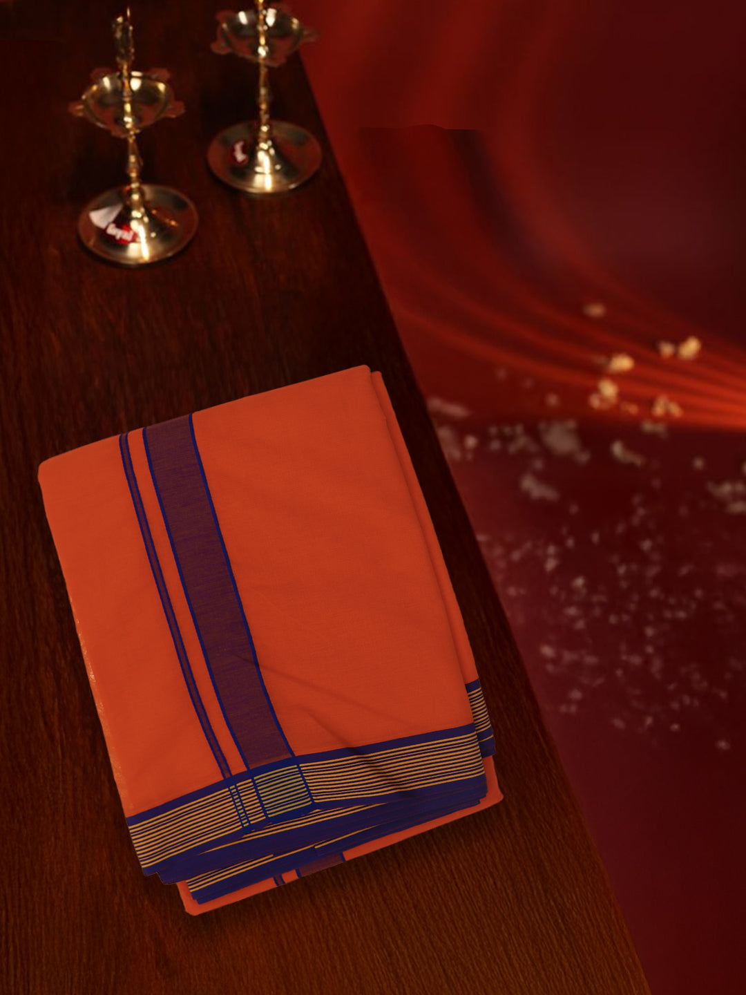 Men Panchakacham with Angavasthram Orange (9+5) Thomala