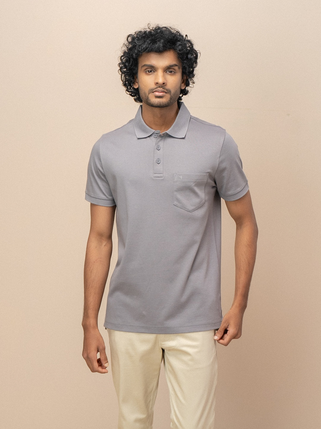 Men Extra Long Staple Cotton Smart Fit Apex Polo T-Shirt Grey AX9