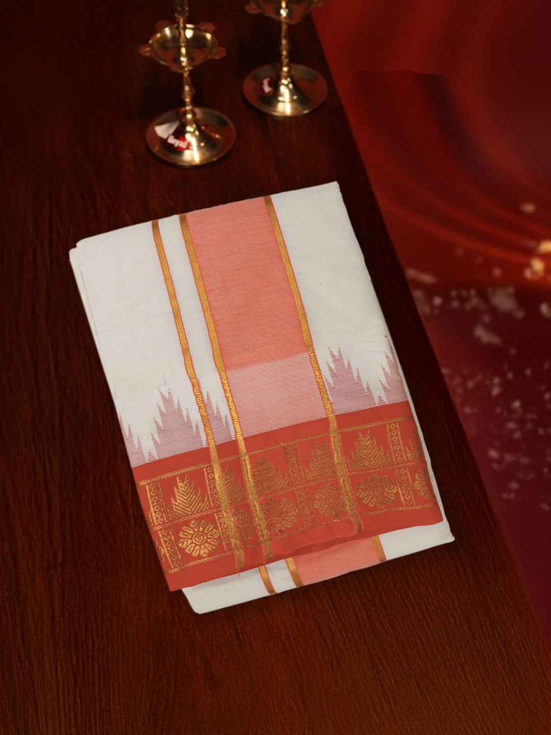 Men Cotton Cream Panchakacham with Angavasthram Yogendra (9+5)YG01