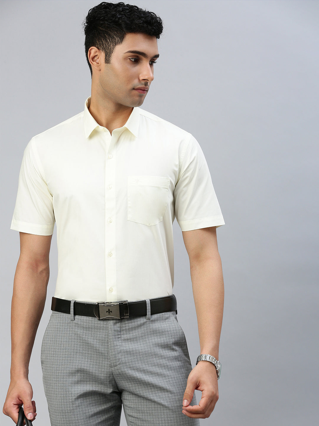 Men Cotton Rich Shirt Cream Mangalyam