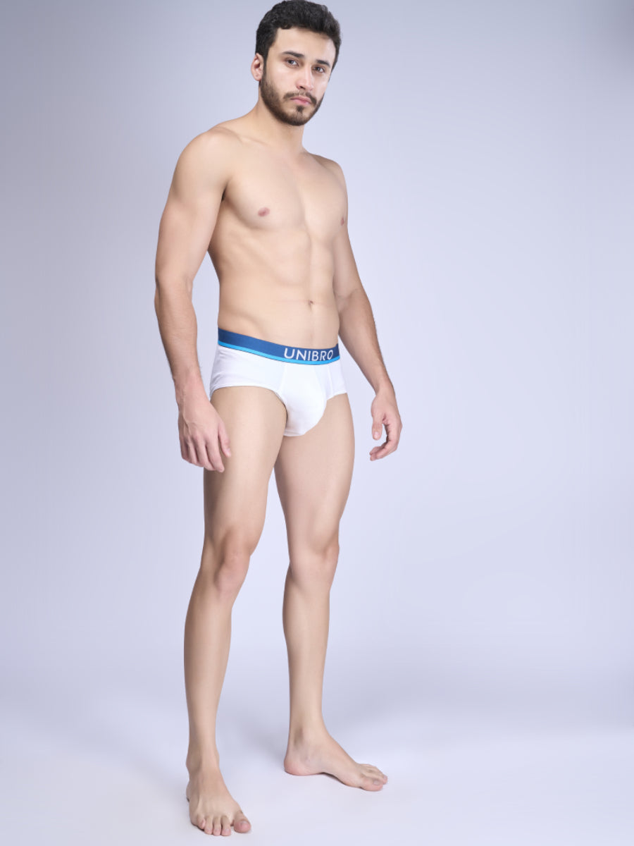 Men Premium Brief with Outer Elastic TENCEL™ Modal Fiber Fabric White