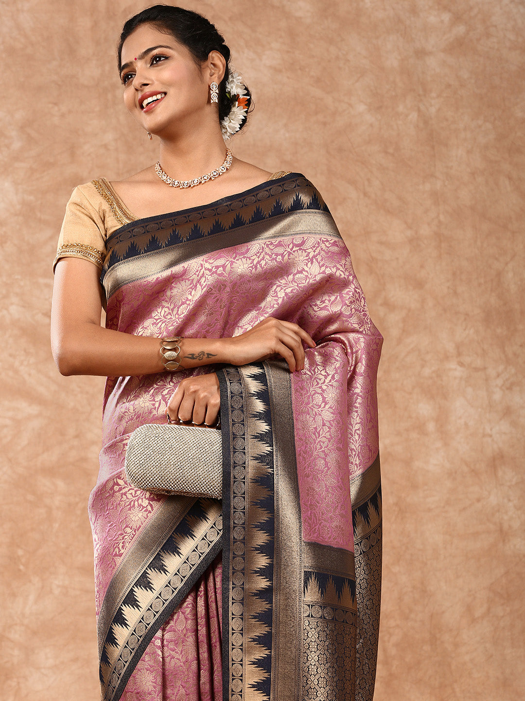 Women Semi Silk Saree Violet SS211