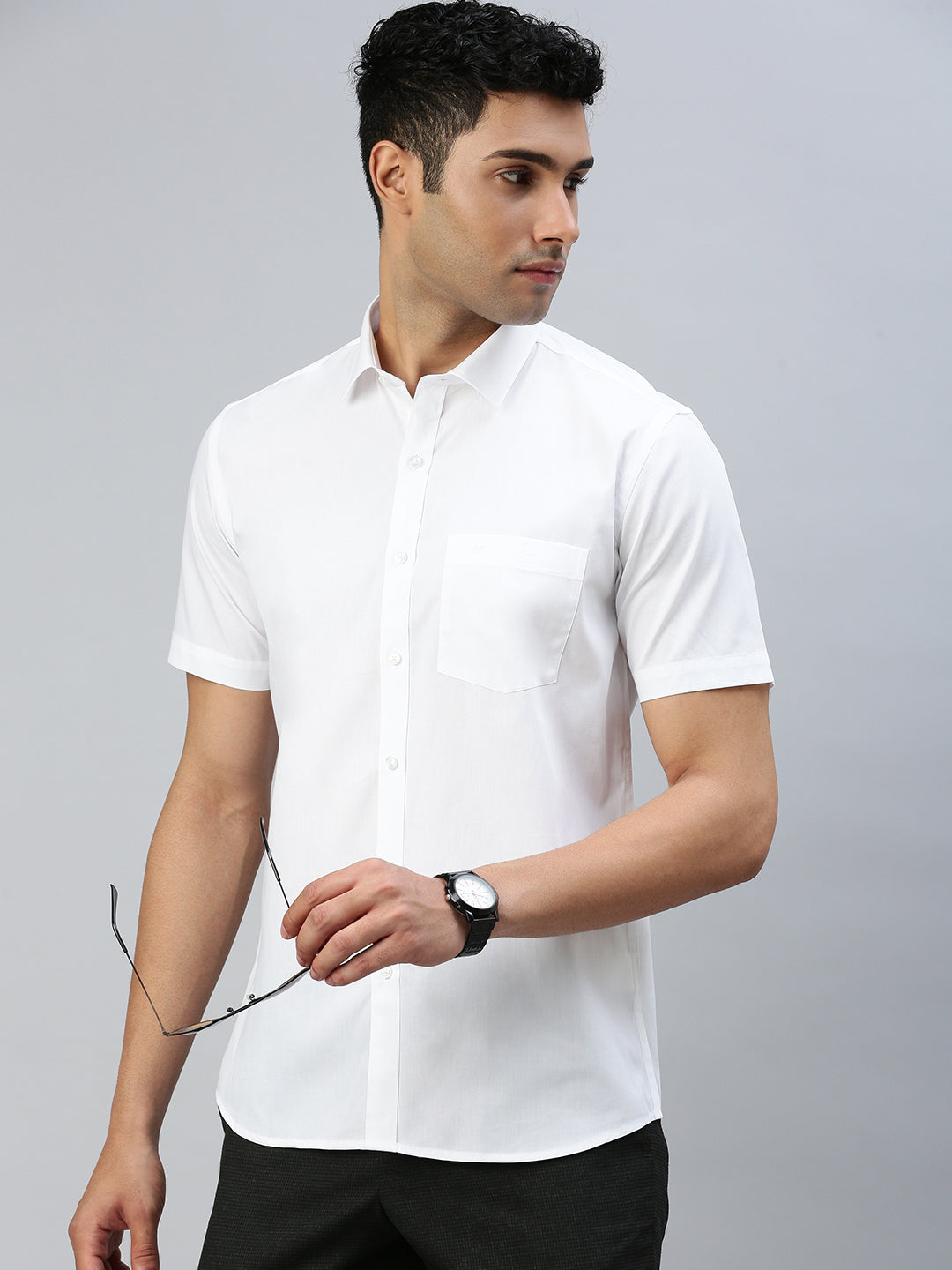 Mens Smart Fit Cotton White Shirt Global