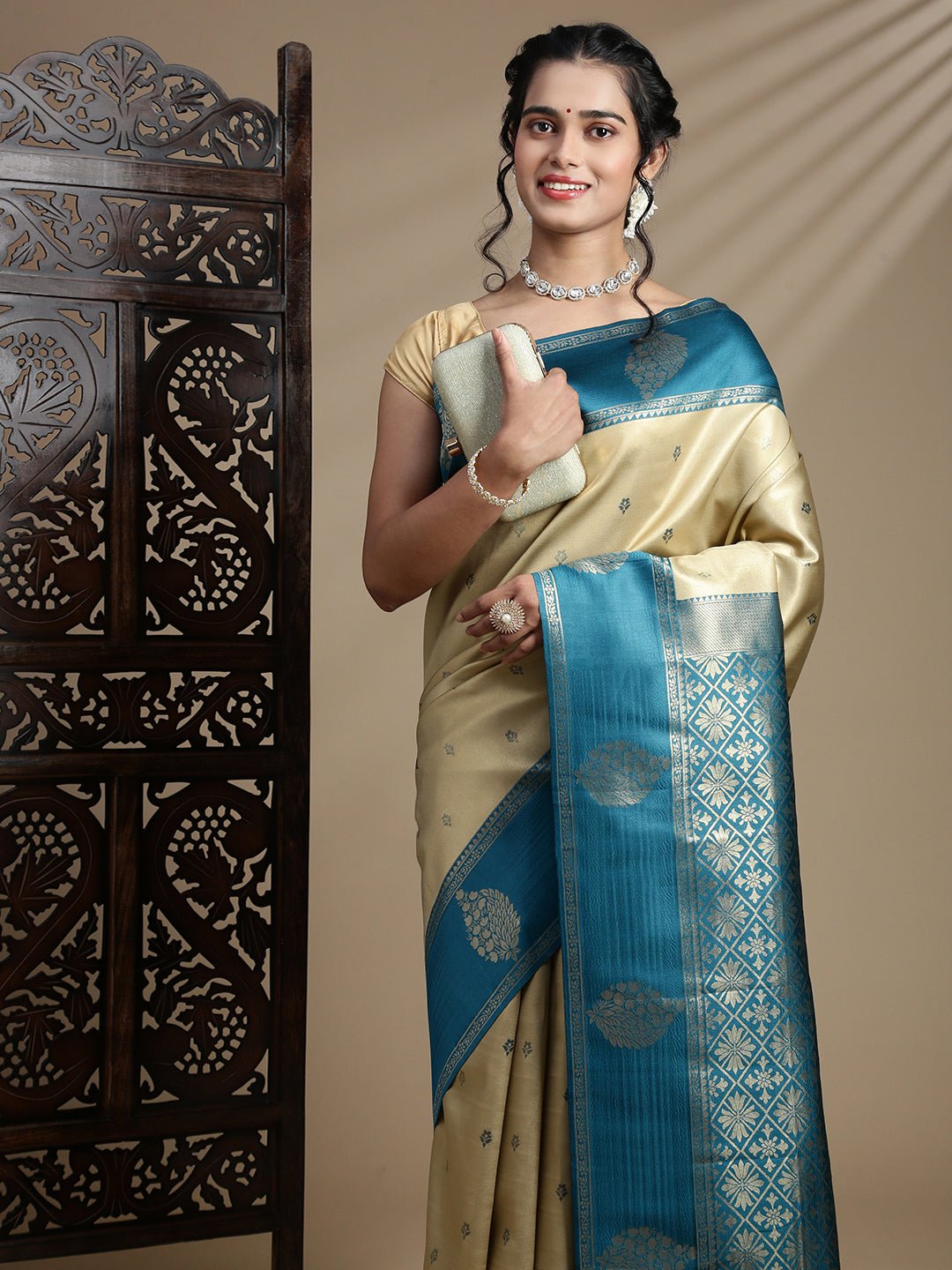 Women Olive Green Art Silk Saree ASS112