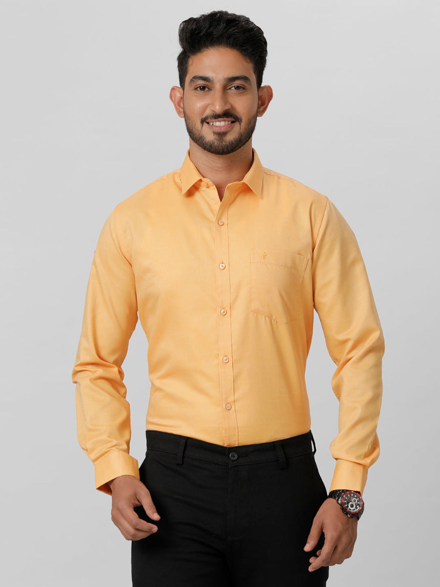Buy RAMRAJ COTTON Men Cotton Solid Half Sleeve Formal Yellow Shirt (Yellow  1, 44) at