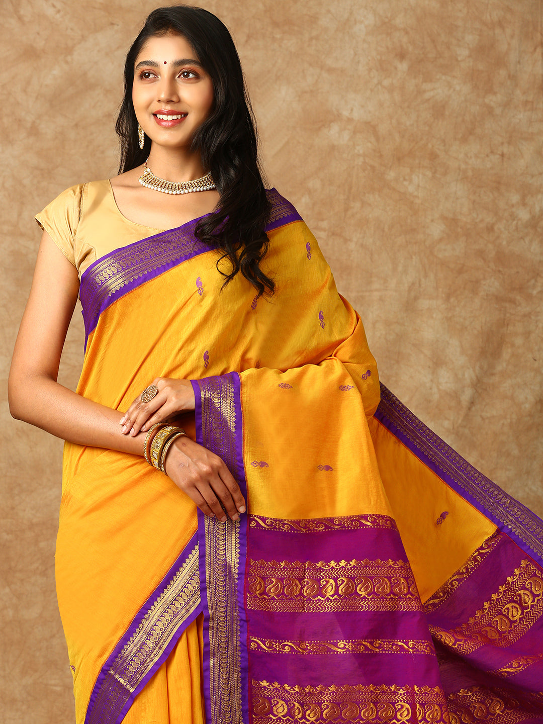 Women Kalyani Cotton Saree Yellow PCS122