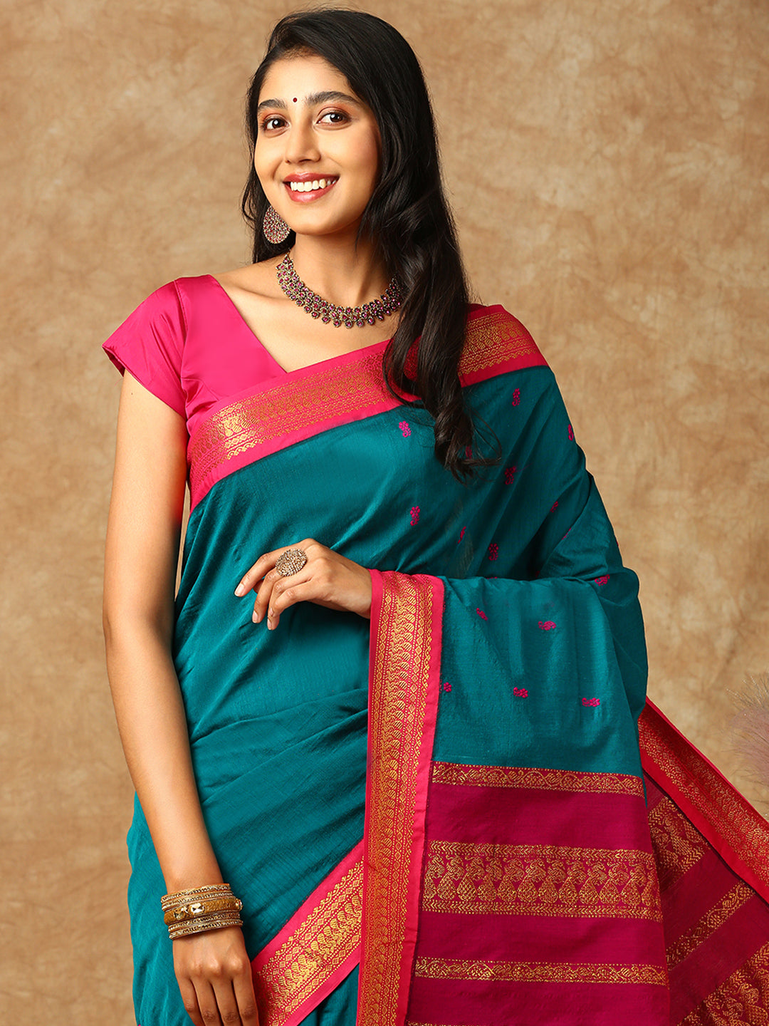 Women Kalyani Cotton Saree Green PCS118