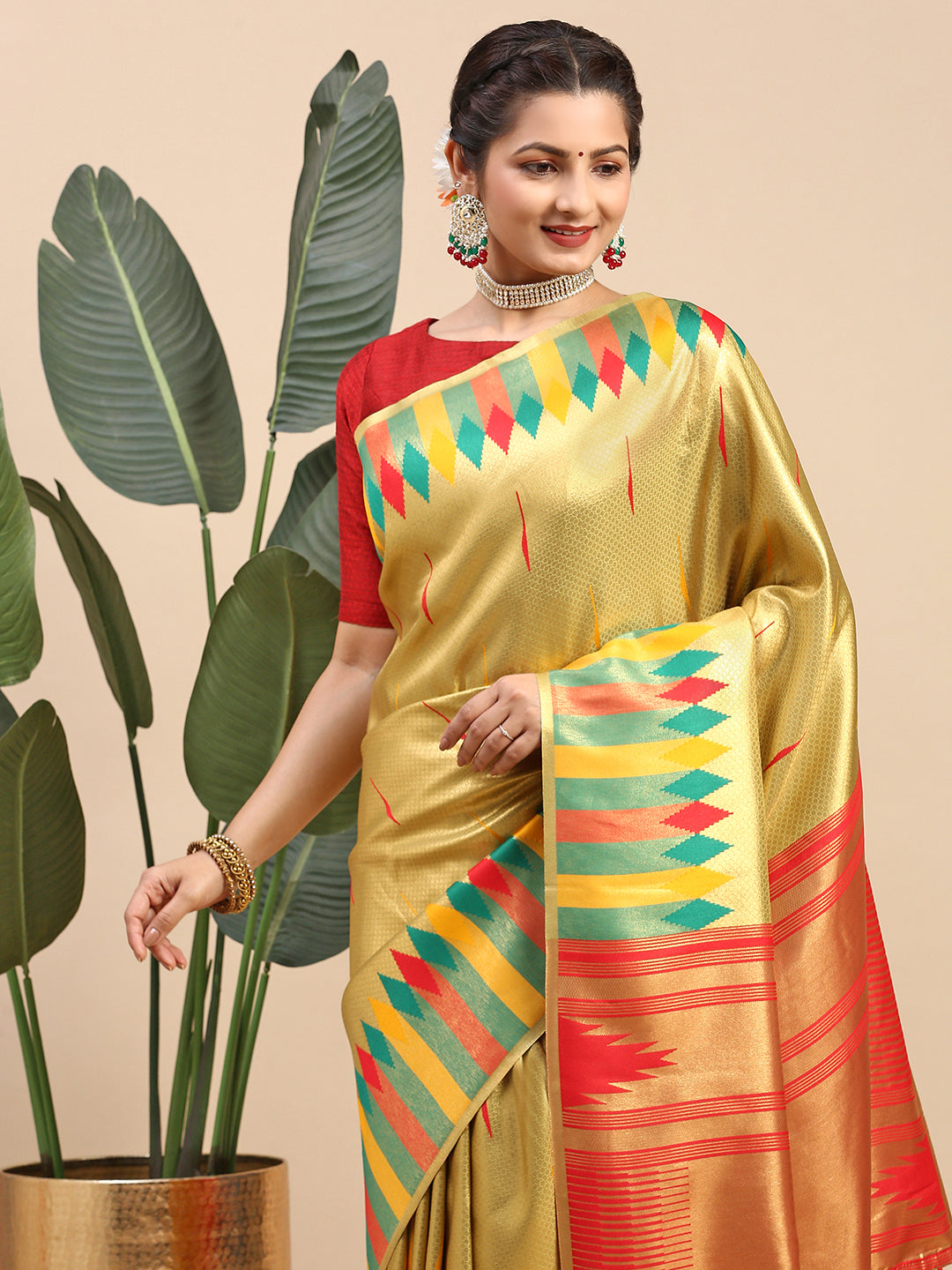 Women Semi Silk Saree Yellow SS251