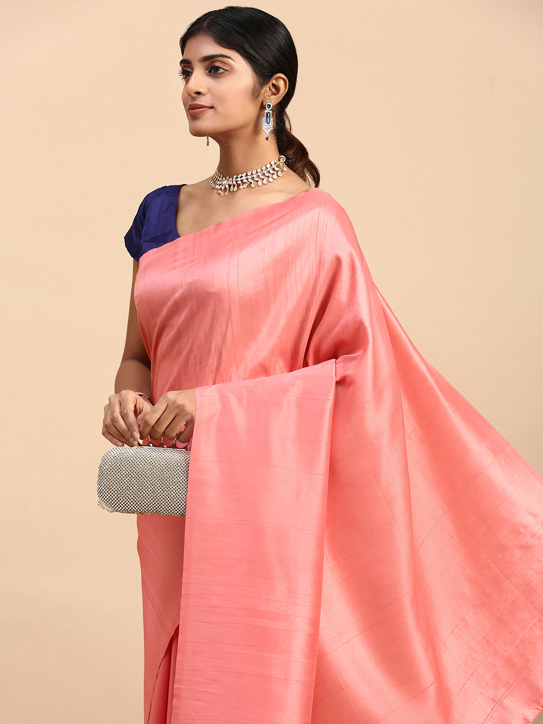 Women Pure Cotton Saree Pink PCS105