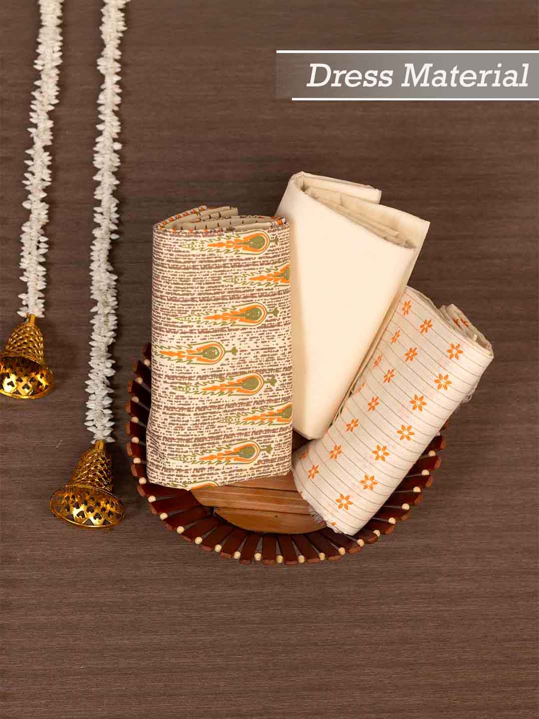 Women Kerala Style Cream Cotton Dress Material DM312
