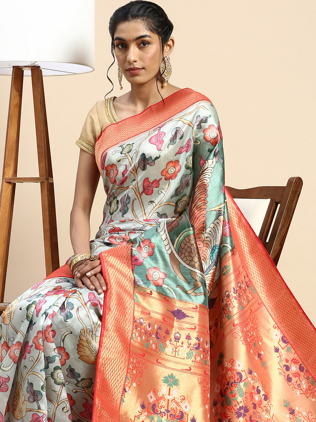 Women Semi Tussar Fancy Colour Printed Saree  ST96