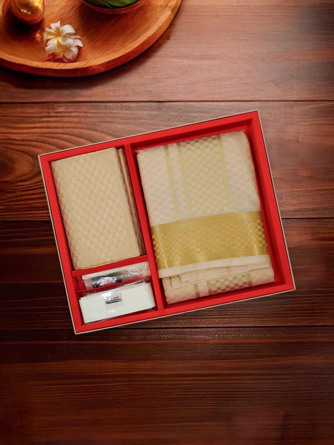 Men Art Silk Dhoti & Shirting Set Peach Subakalyan (2 in 1) SK07