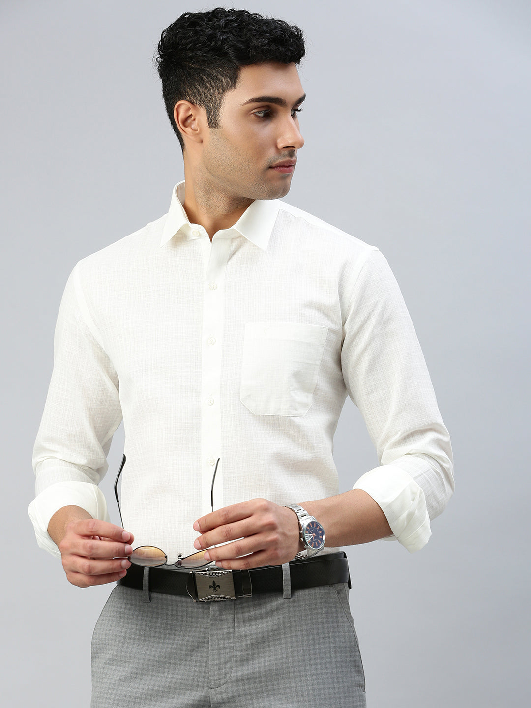 Men Cotton Cream Shirt  Celebrity 2