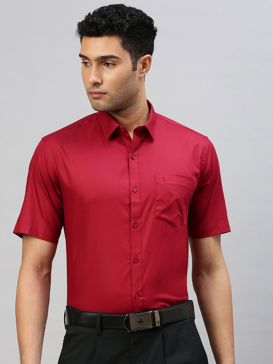 Men 100% Cotton Shirt Red TW4