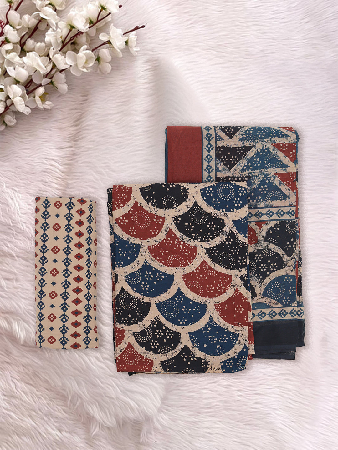 Women Pure Cotton Printed Dress Material Multi Colour DM346