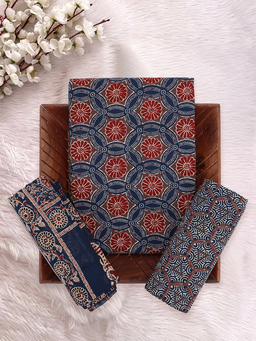 Women Pure Cotton Printed Dress Material Multi Colour DM342