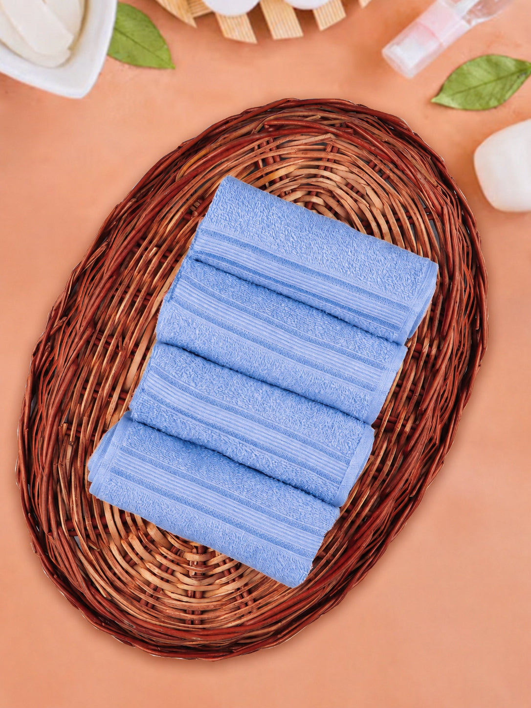 Soft Cotton Deluxe Hand Terry Towel Light Blue HC6 (Pack of 4)