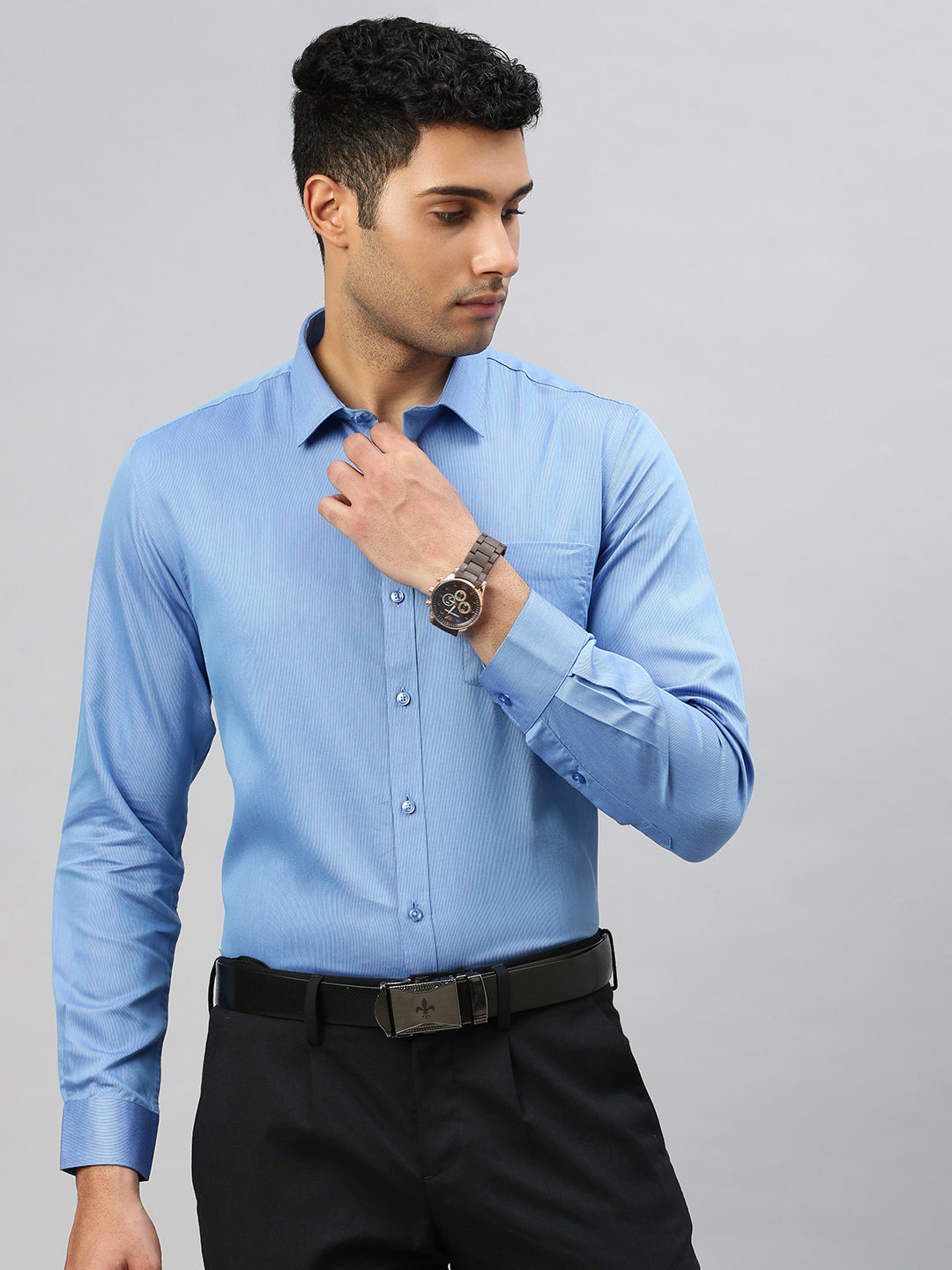 Men Cotton Rich Shirt Blue TZ4