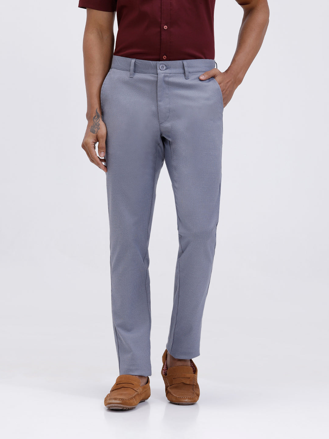 Men’s Smart Fit Cotton Lycra Stretch Pant Blue