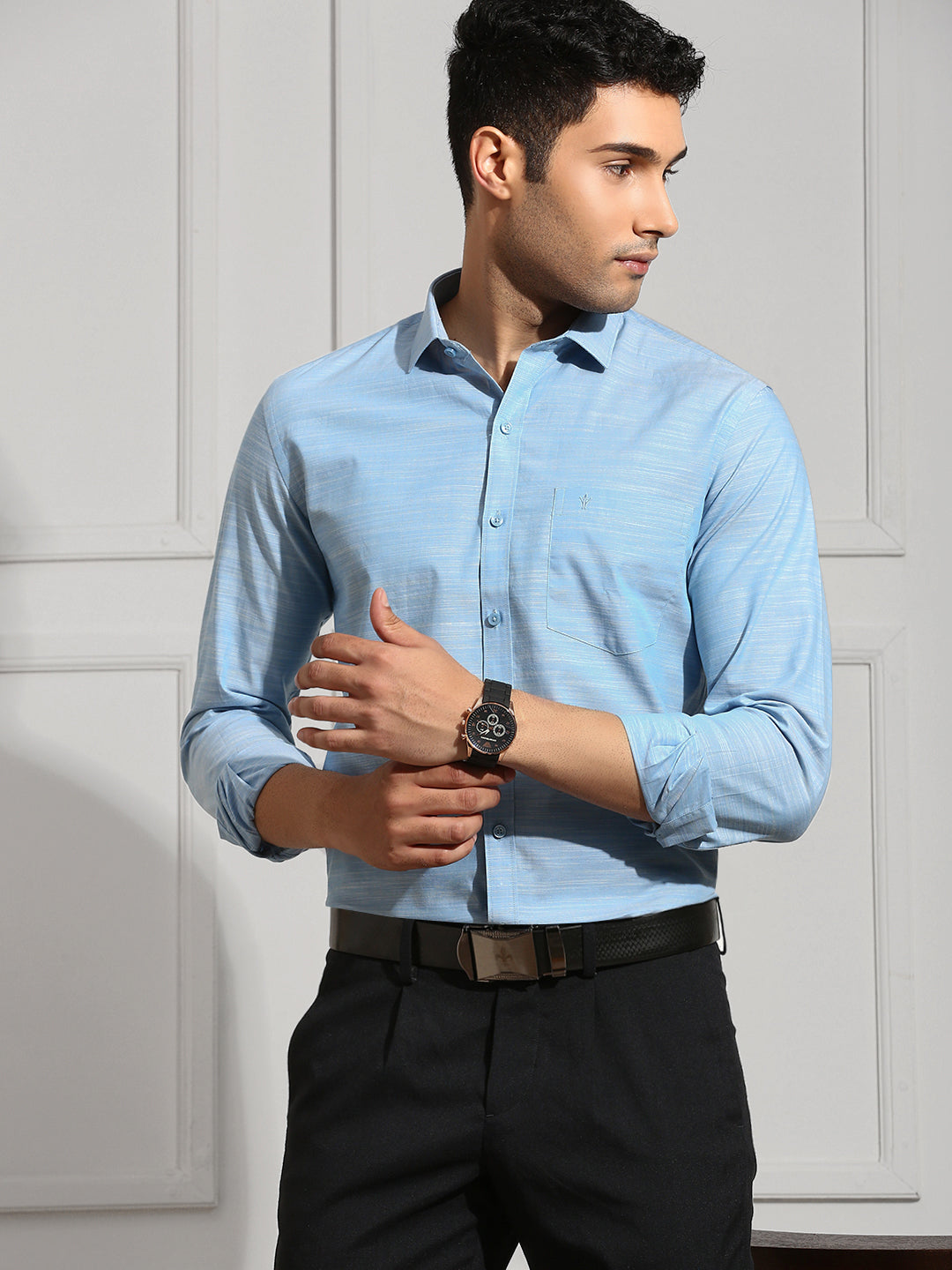 Men 100% Cotton Blue Shirt CL7 GE4