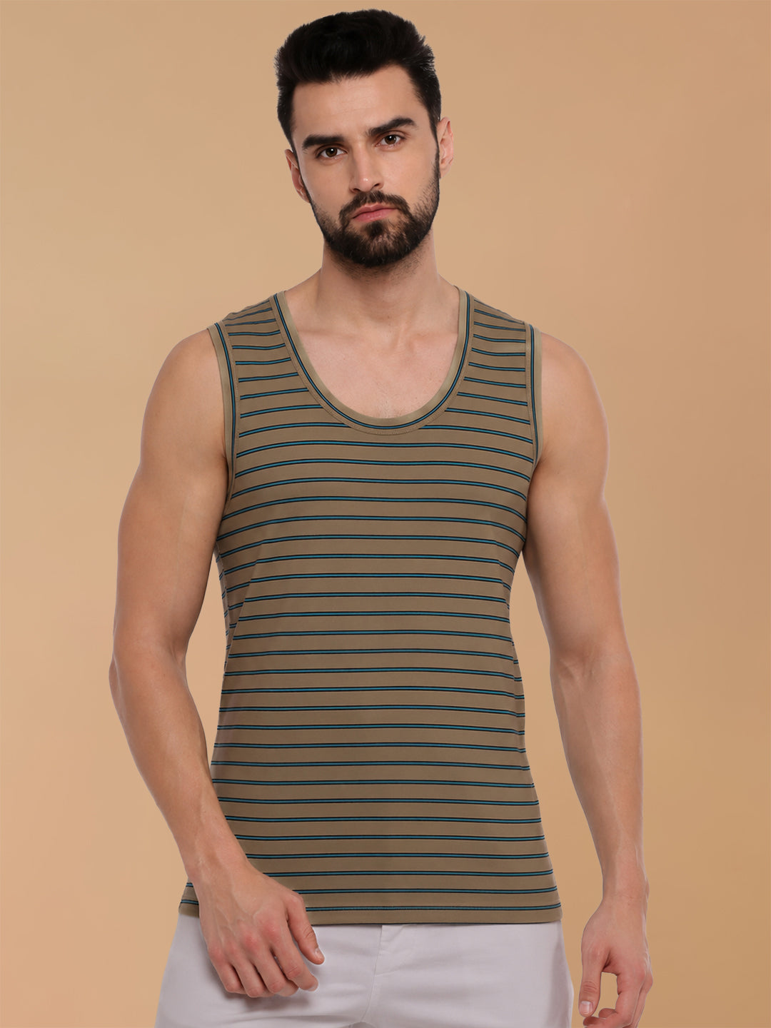 Combed Cotton Assorted Colour Vest RNBS Win Striped (Pack of 2)
