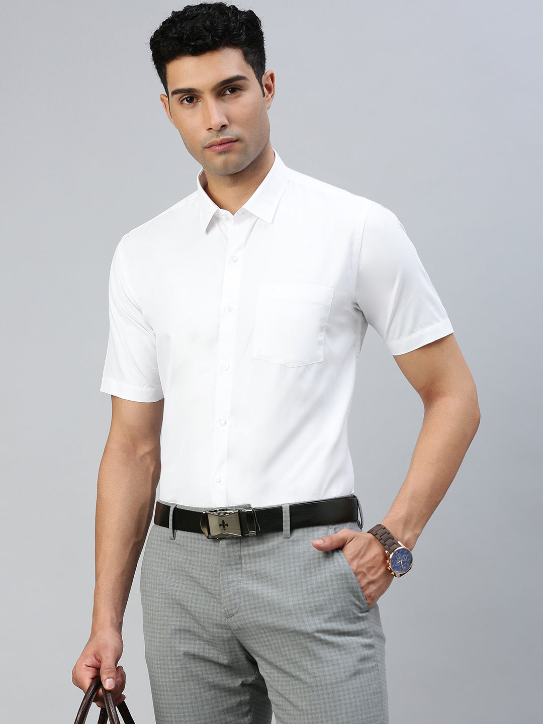 Mens Cotton White Shirt Half Sleeves Wewin New (2 Pcs Pack)