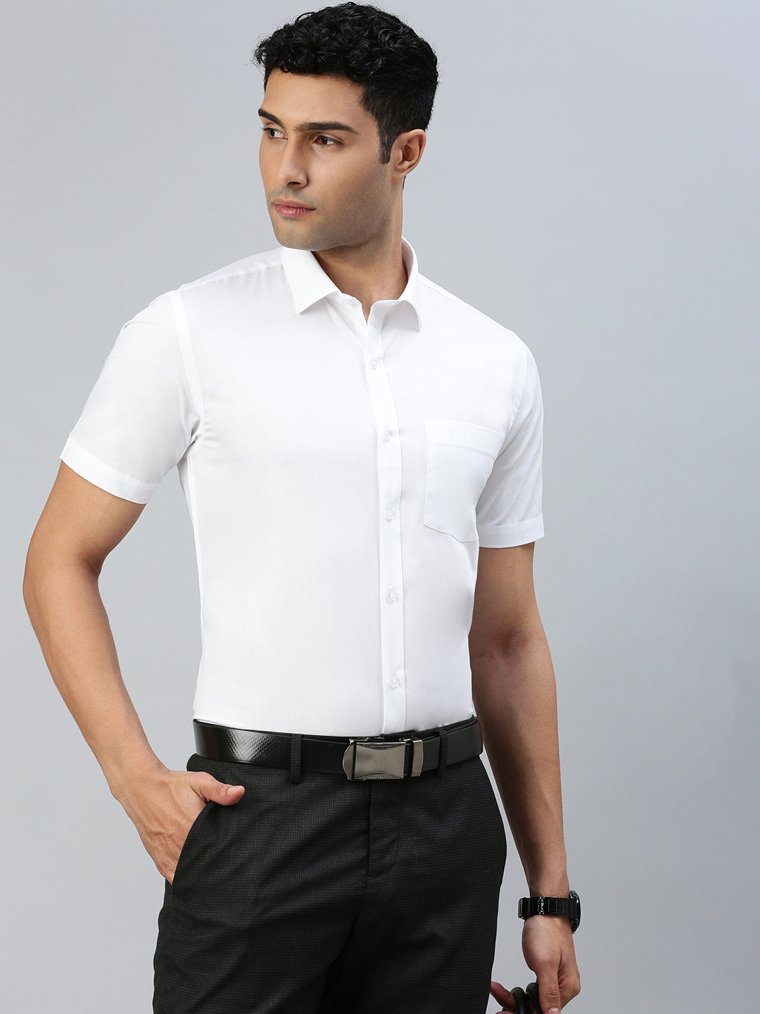 Mens uniform 100% Cotton Half Sleeve White Shirt Victory