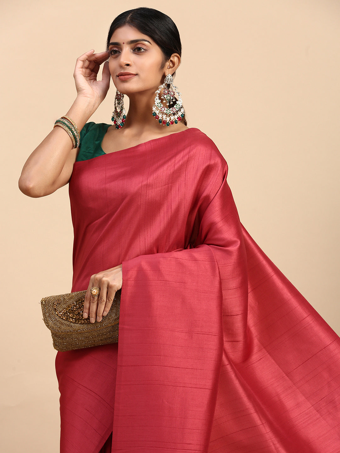 Women Pure Cotton Saree Red PCS108