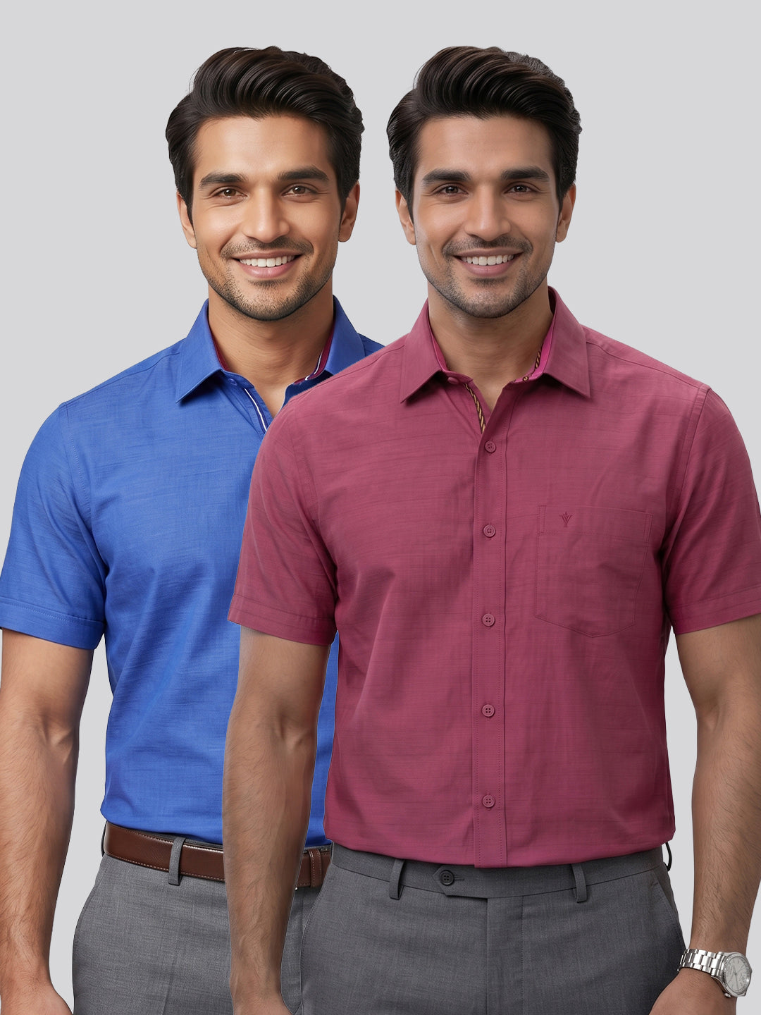 Men's 100% Cotton Smart Fit Dark Blue & Maroon Shirts – 2 Piece Combo