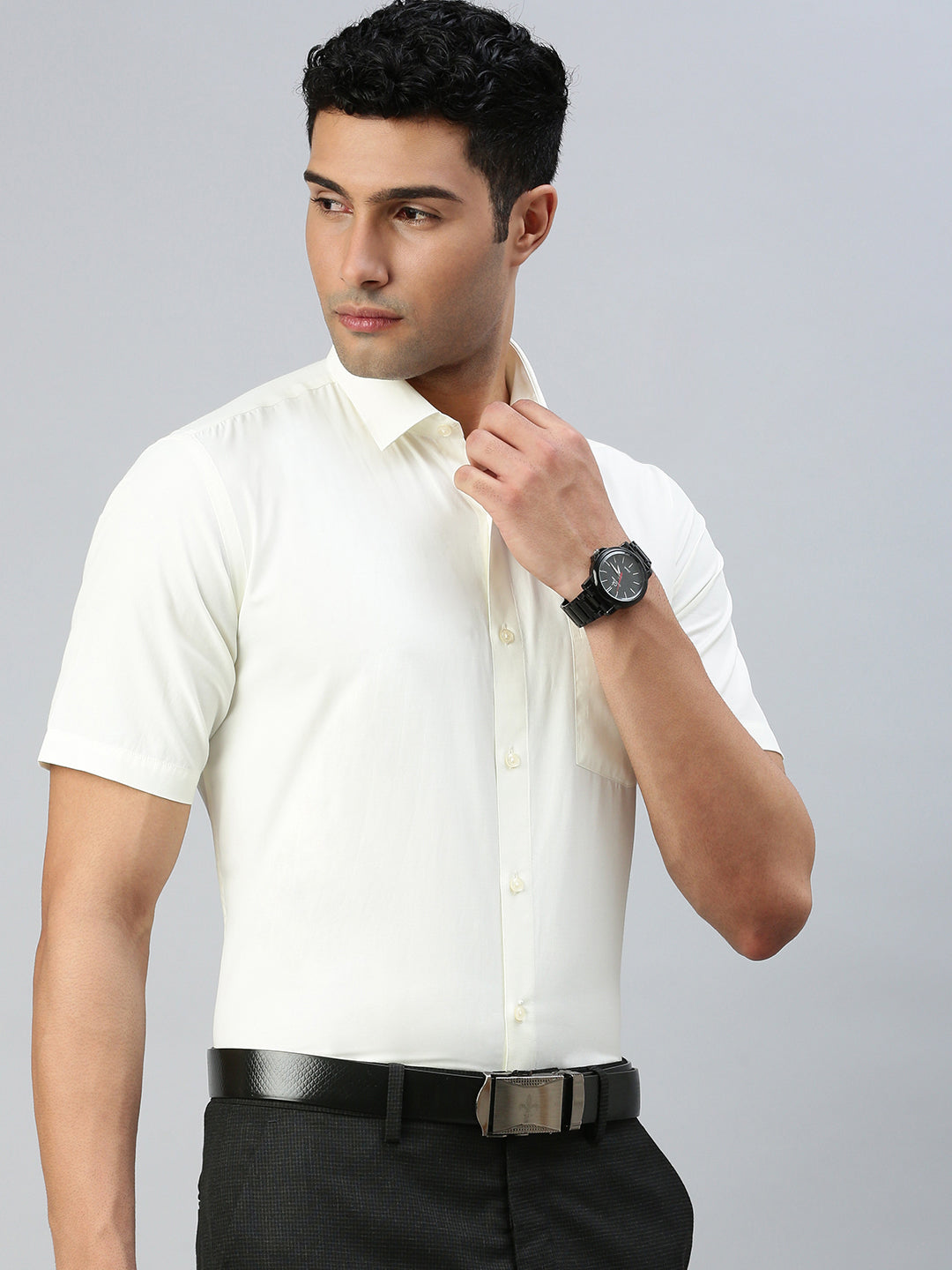 Men Cotton Cream Shirt Vivaham