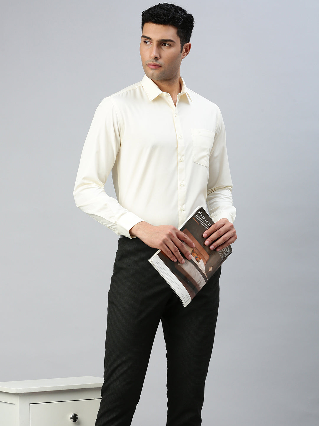 Men Cotton Rich Shirt Cream Kalyan Cotton