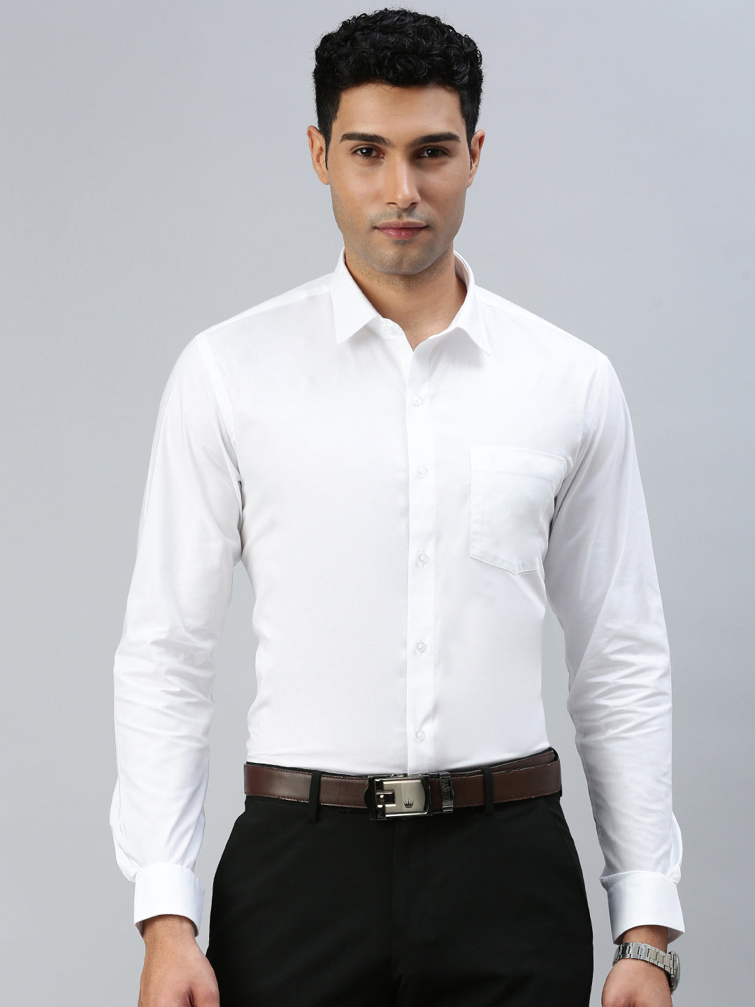 Men 100% Cotton White Shirt RR Image