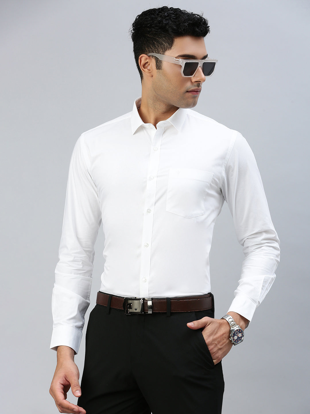 Mens Smart Fit 100% Cotton White Shirt  First Look