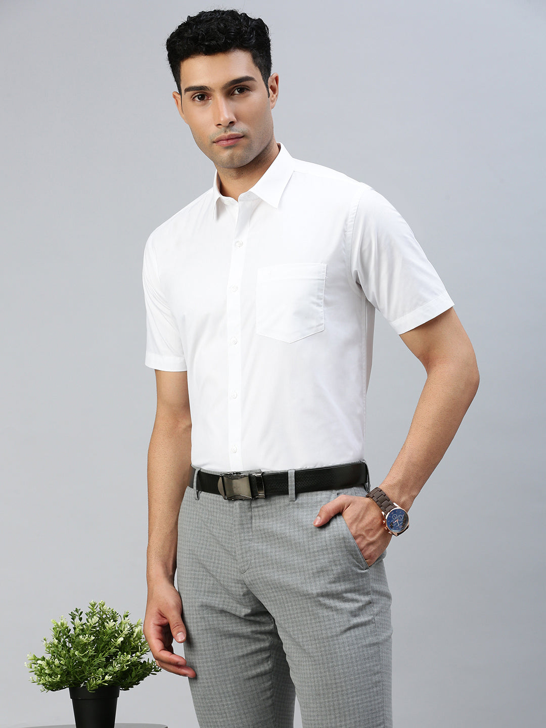 Mens Smart Fit Cotton Rich White Shirt Ever Fresh