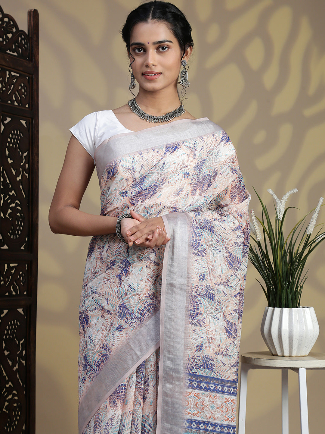 Women Sandal Semi Linen Saree SL236