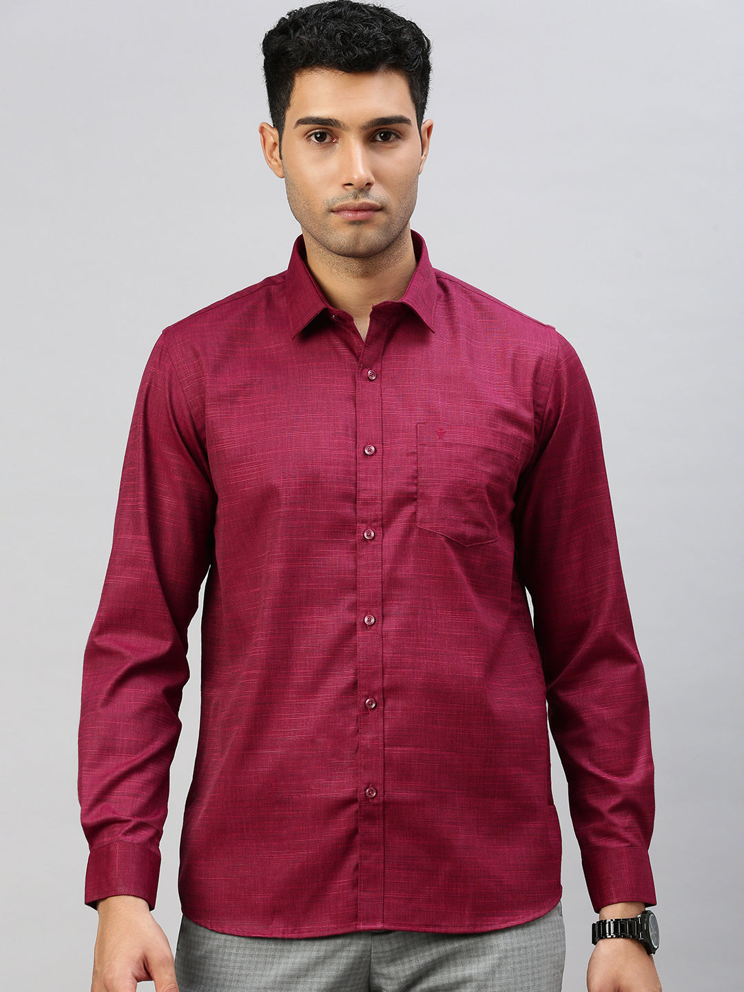 Men Cotton Blend Shirt Purple T33 TI7