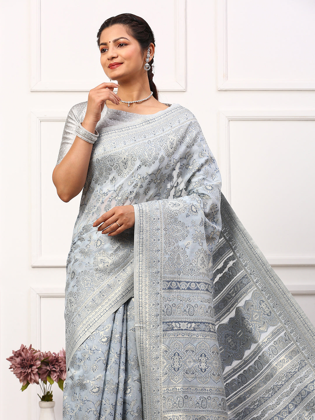 Women Semi Silk Saree Blue SS254