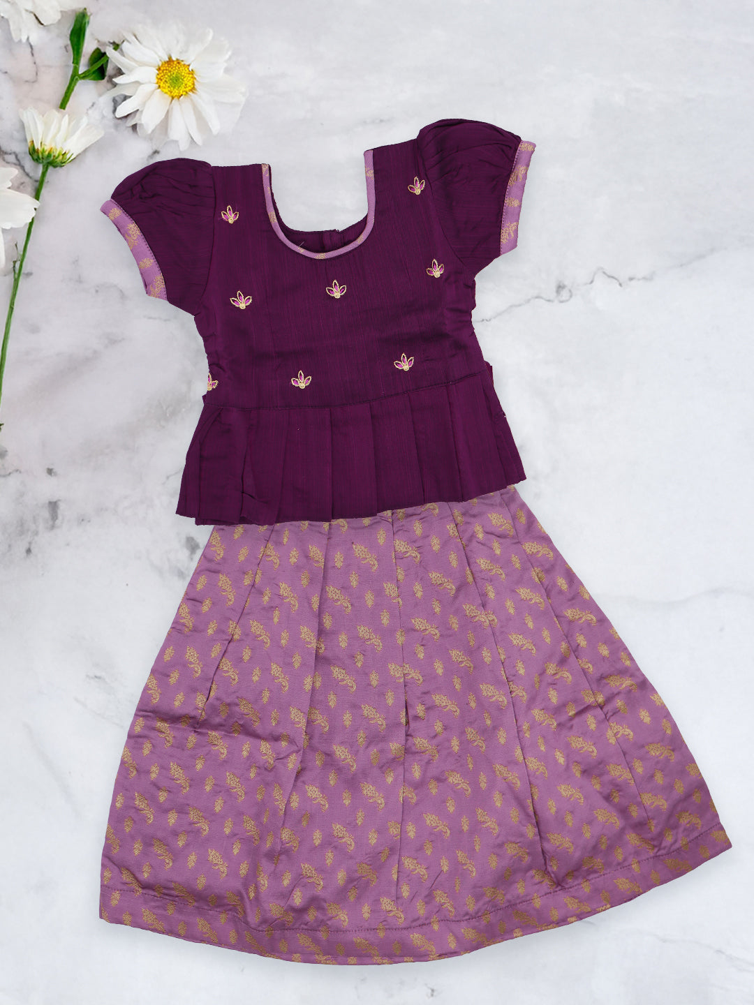 Girls Traditional Skirt Set Violet with Purple GPS21
