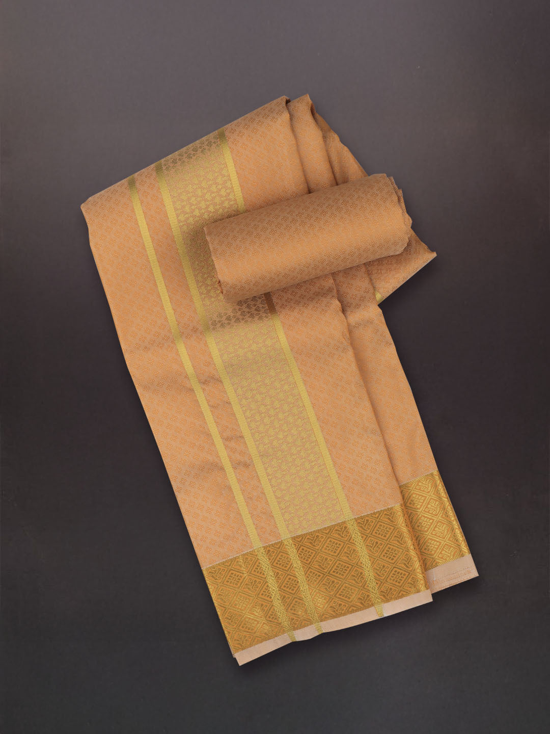 Men Art Silk Dhoti & Shirting Set Orange Mangalakara 140k (2 in 1) M30