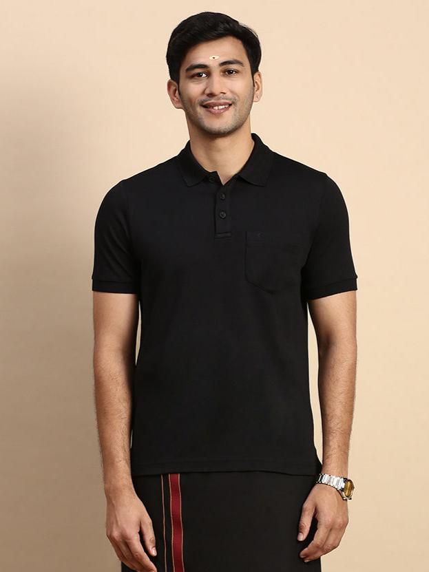 Mens Expert Polo Tshirt with Pocket Jet Black EPD14