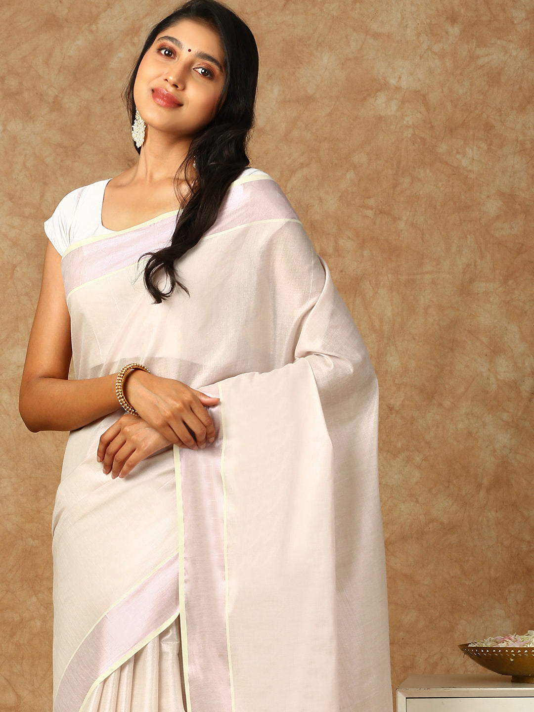 Women Kerala Tissue Lavender Saree KS146