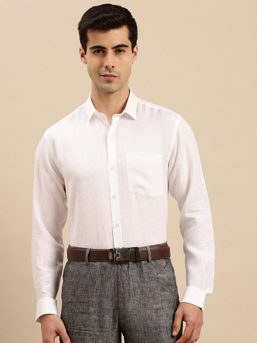 Mens Smart Fit 100% Cotton White Shirt  -White Trend