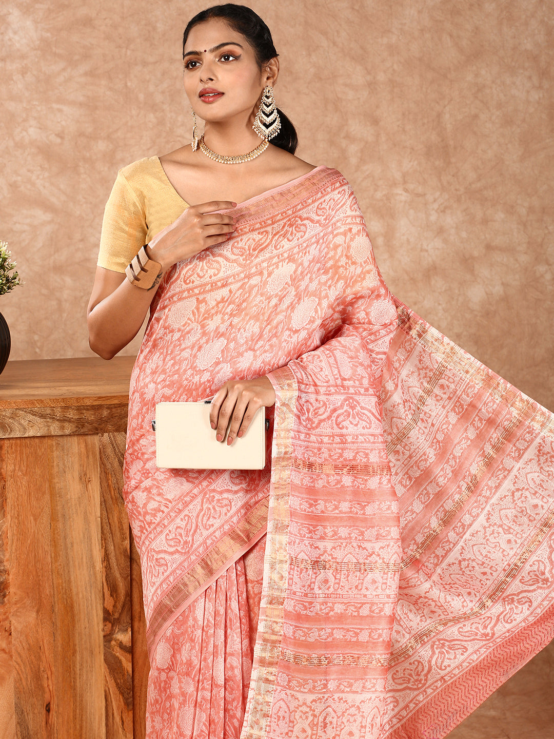 Women Semi Silk Saree Peach SS197